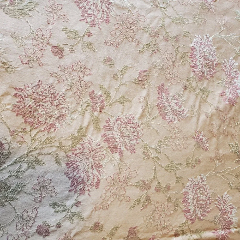 Pink Floral Jacquard Cotton Duvet Cover Queen 90x92 Reversible Rose Gold